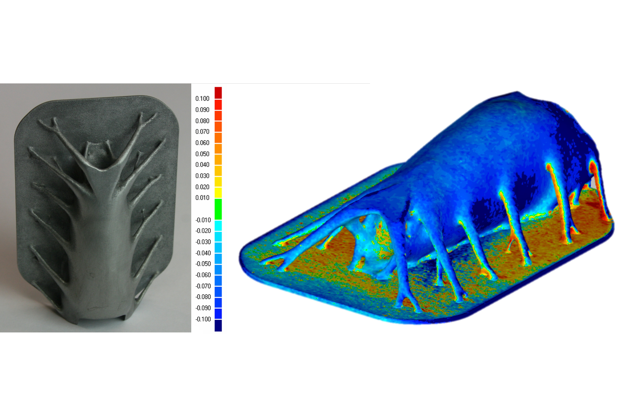 Soll-Ist-Vergleich eines 3D-gedruckten Scan-Spiegels mit Topologie optimierter „Käfer-Struktur“