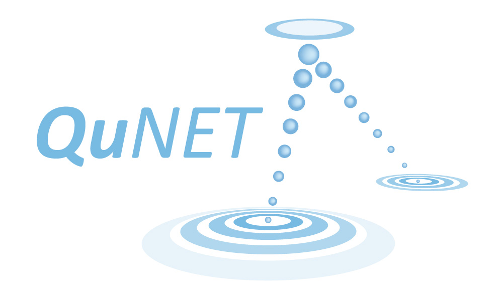 The QuNET initiative aims to develop basic principles and technologies for, among other things, quantum-safe networking (e.g., between public authorities). Logo of the QuNET initiative.