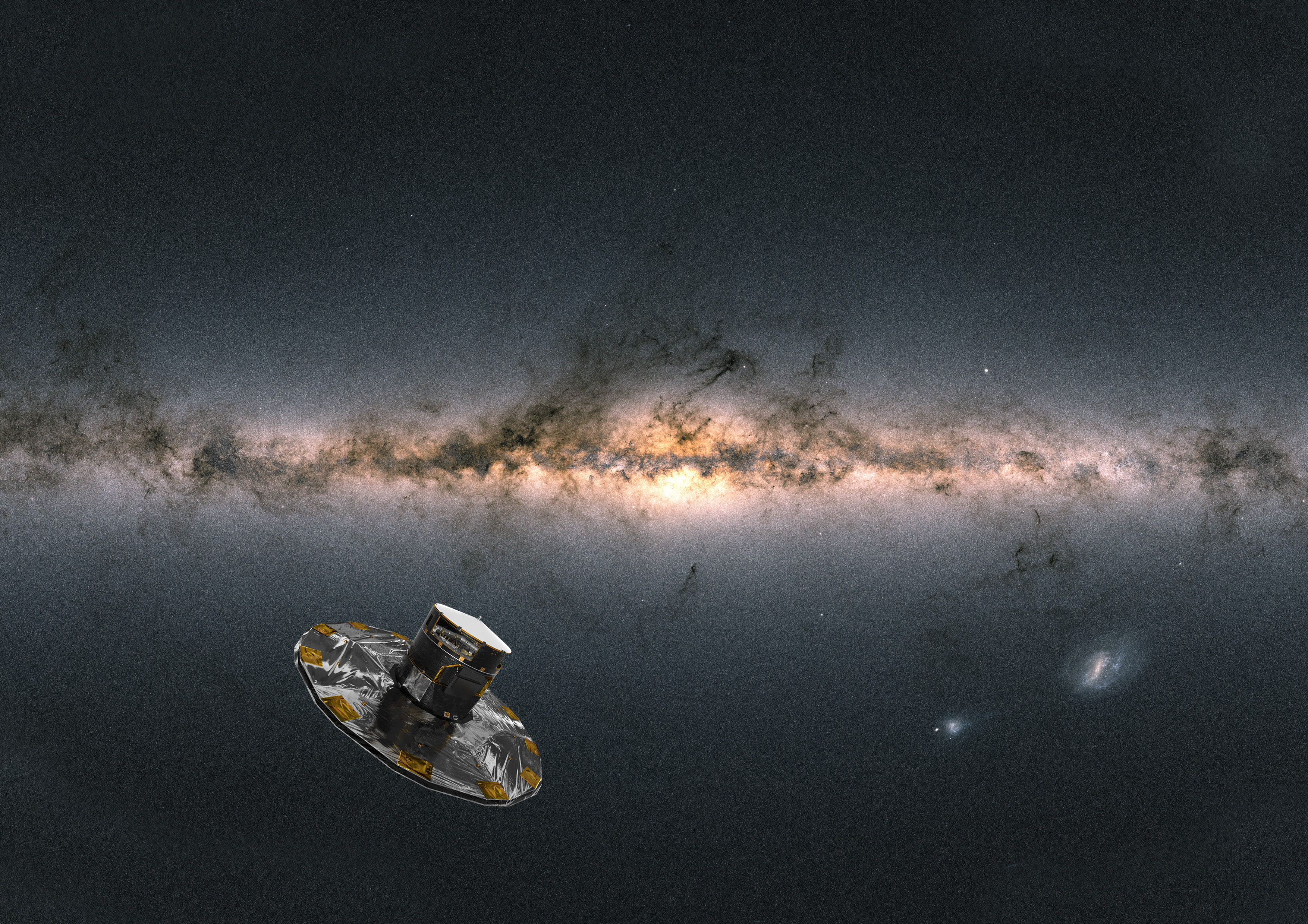 Artist&#39;s impression of Gaia observing the Milky Way. 