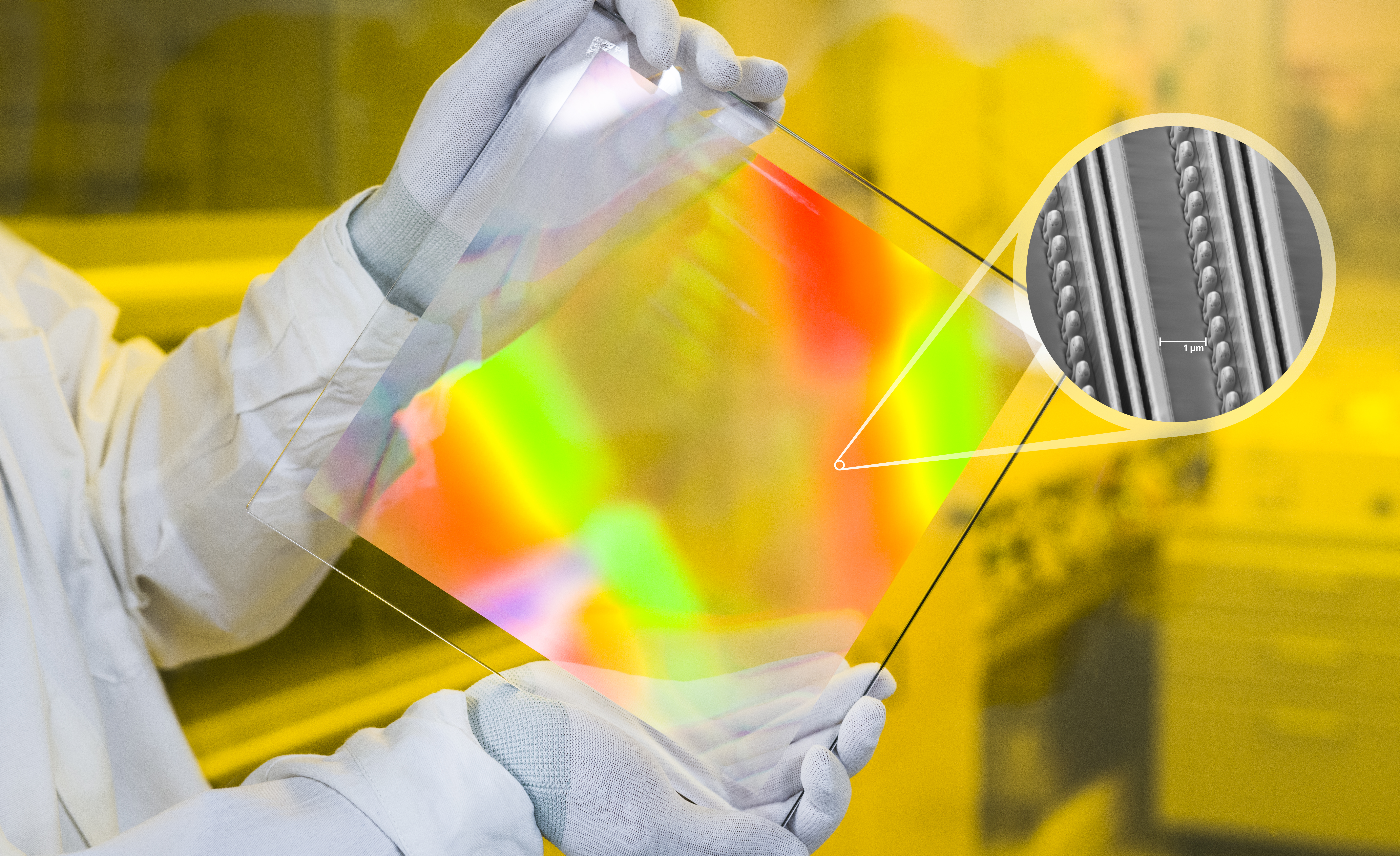 Microstructure of the Gaia transmission grating. The grating is part of the “Radial Velocity Spectrometer” on board the probe. 